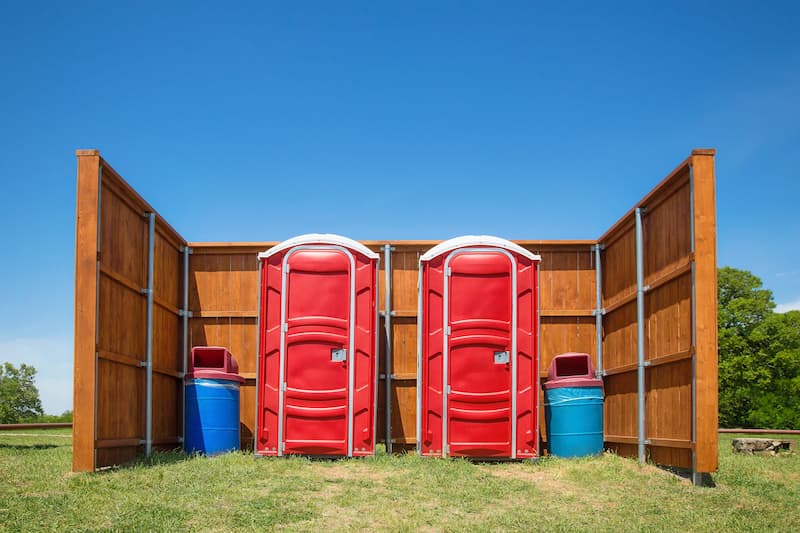 Short-term porta potty units staged for delivery in Burbank, California
